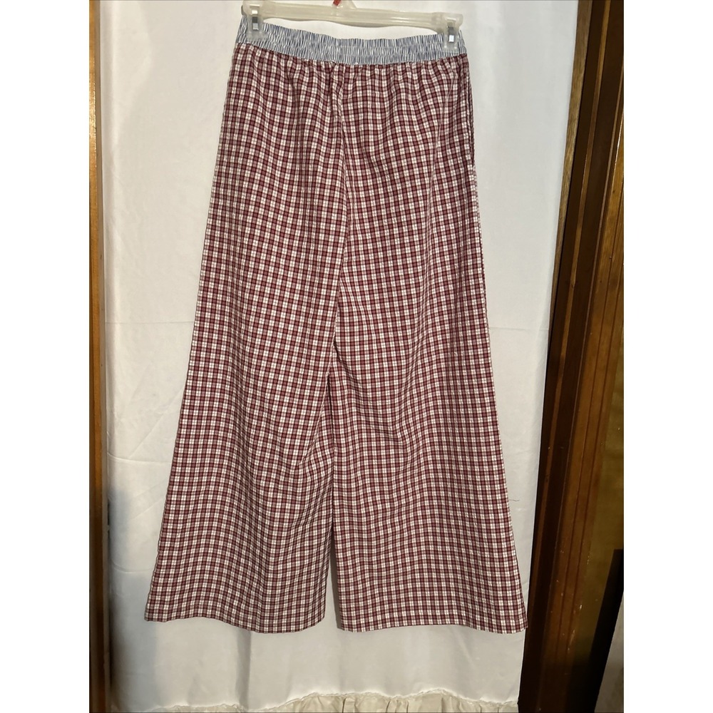 Sincerely Jules Wide Leg Pants Redchecked/Blue Stripe Contrast Size M - Picture 4 of 4